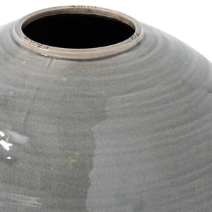 Handcrafted grey ceramic vase with textured glaze, modern minimalist design for home decor. by Sostter at brixbailey.com