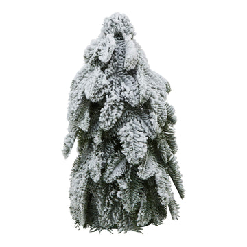 Handcrafted frosted fir tree sculpture with snow-dusted branches, 40 cm tall, perfect for winter decor by Sostter at brixbailey.com