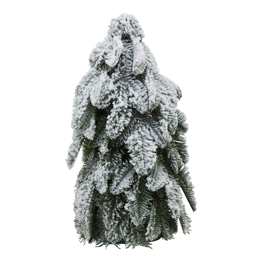 Handcrafted frosted fir tree sculpture with snow-dusted branches, 40 cm tall, perfect for winter decor by Sostter at brixbailey.com