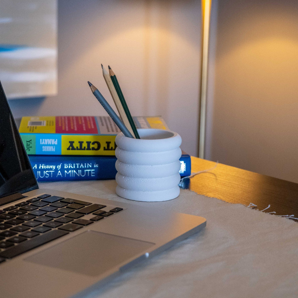 White Concrete Fold Pot