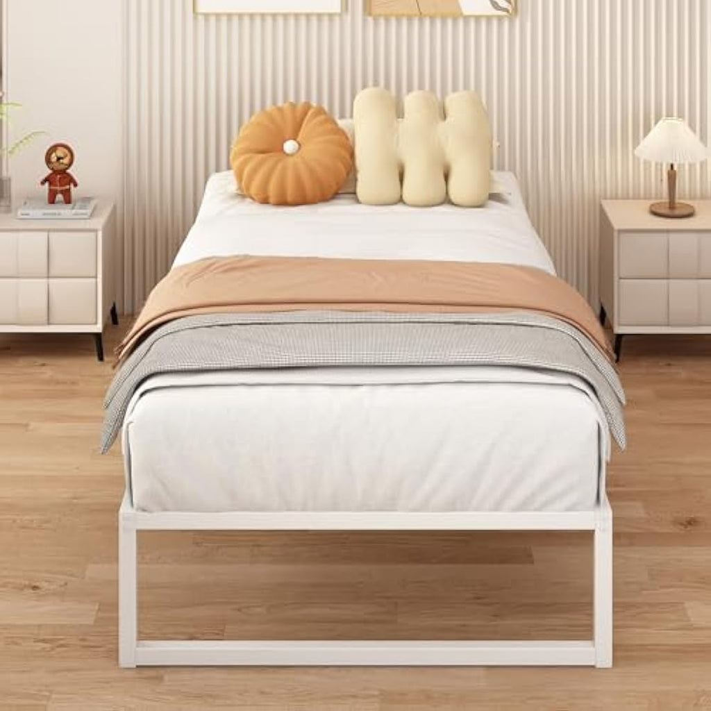 Single Bed Frame 90x190 cm Metal with Steel Slat Support