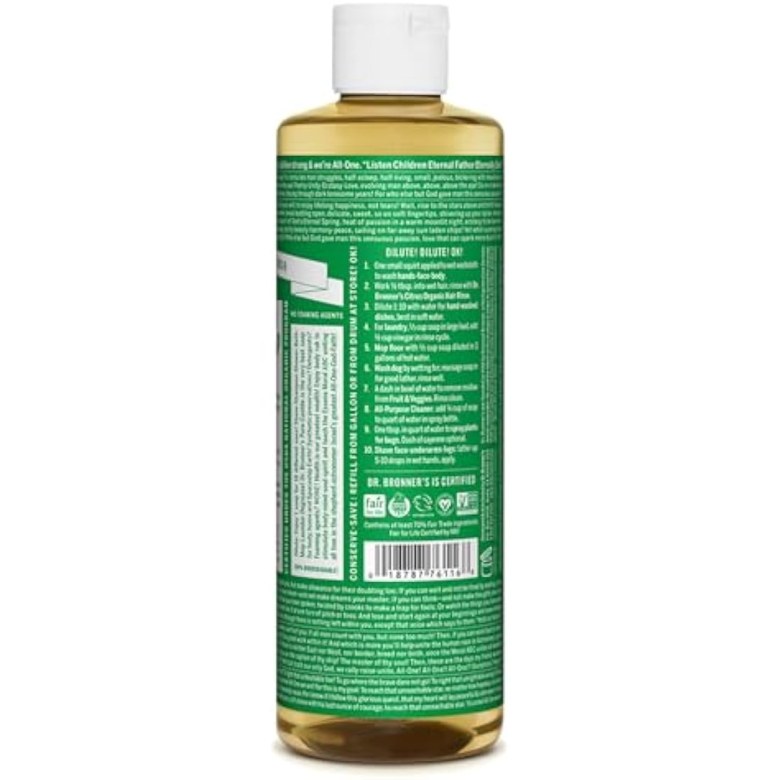 18 in 1 Almond Pure Castile Liquid Soap 473ml