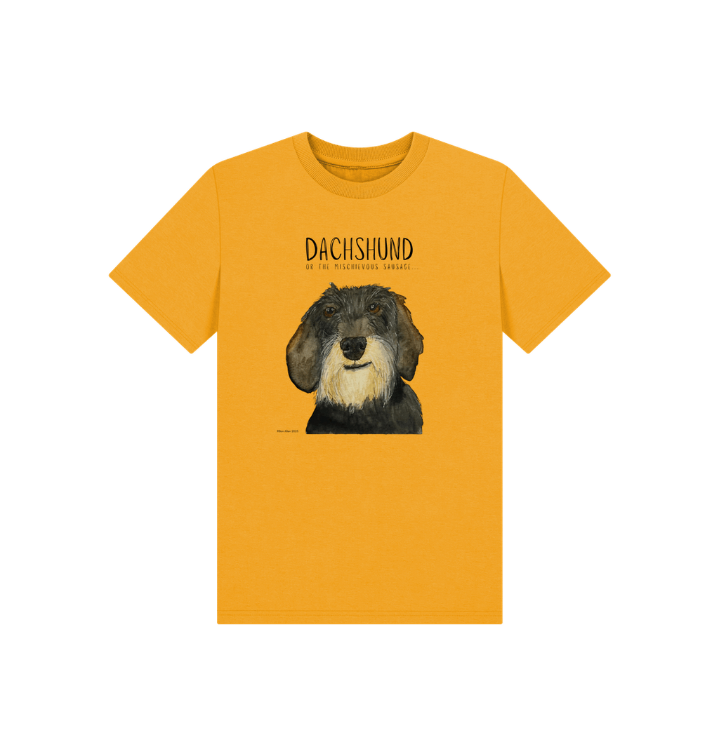 Mischievous Wire Haired Hot Dog Kids' T-Shirt – Small Pup, Big Attitude!