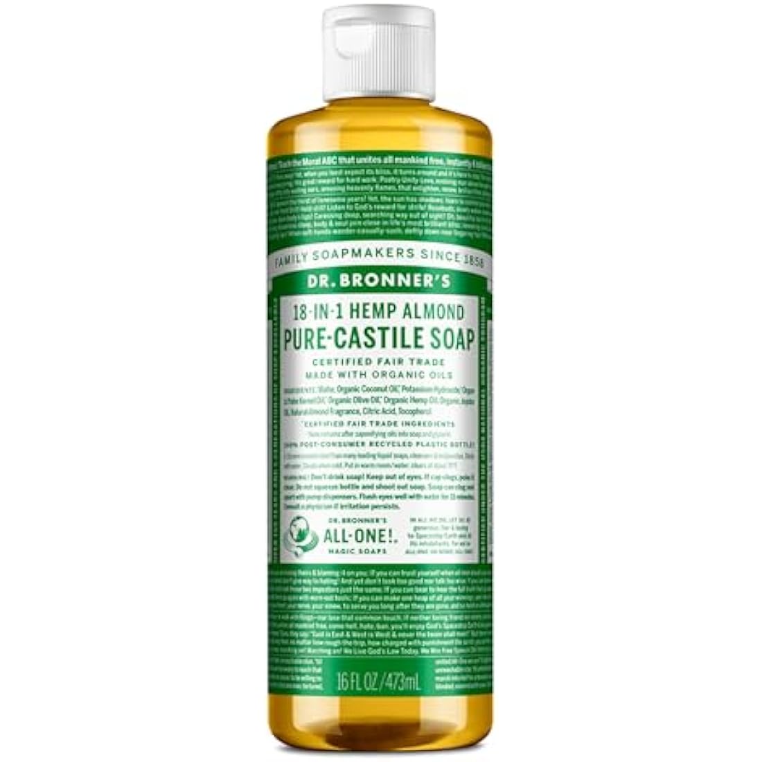 18 in 1 Almond Pure Castile Liquid Soap 473ml