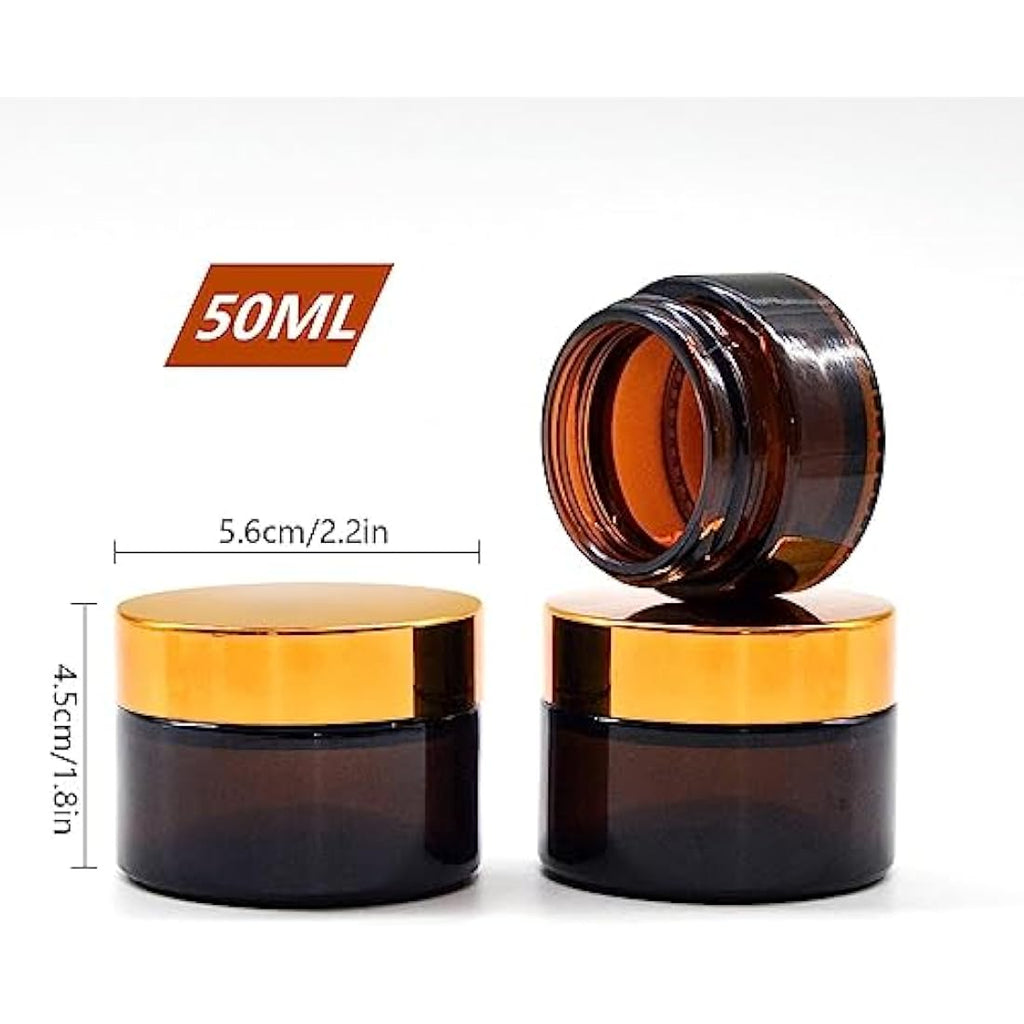 Amber Glass Travel Jars Set of 6 with Lids 50ml