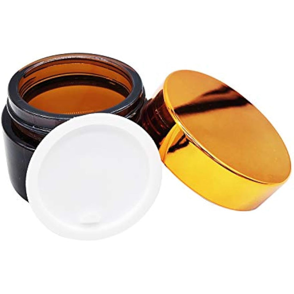 Amber Glass Travel Jars Set of 6 with Lids 50ml