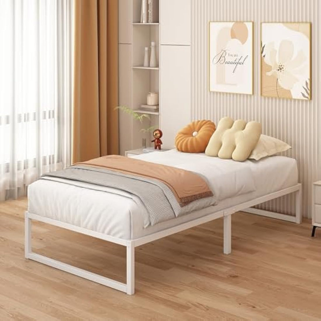 Single Bed Frame 90x190 cm Metal with Steel Slat Support