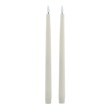 Realistic taupe LED wax candles with melt effect, flame-free and battery-operated, set of two for home decor by Hill Interiors at brixbailey.com