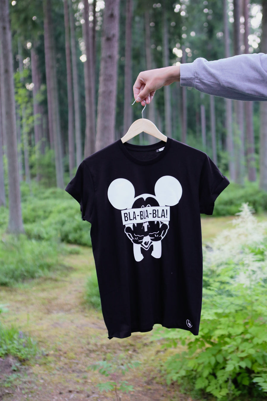 Organic Cotton Oversized T-Shirt with Mickey Graphic & Text by Black Giraffe Brand at www.brixbailey.com