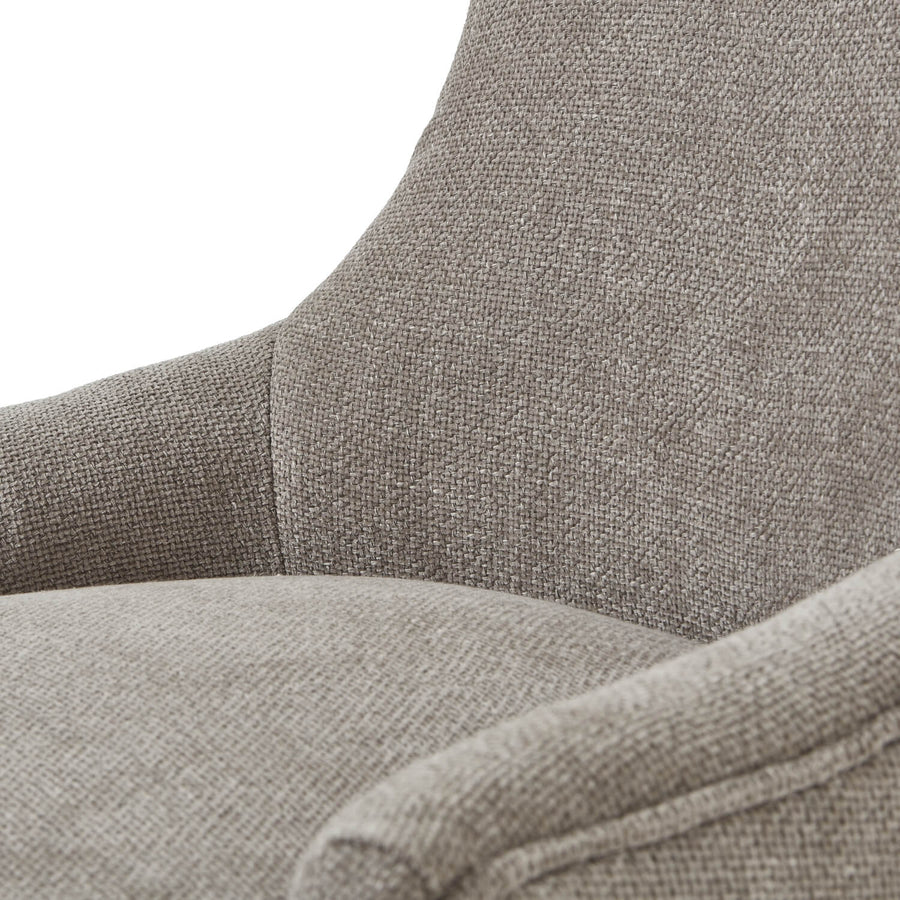 Brockham woven taupe dining chair with wooden frame and ergonomic curved design for elegant dining spaces by Sostter at brixbailey.com