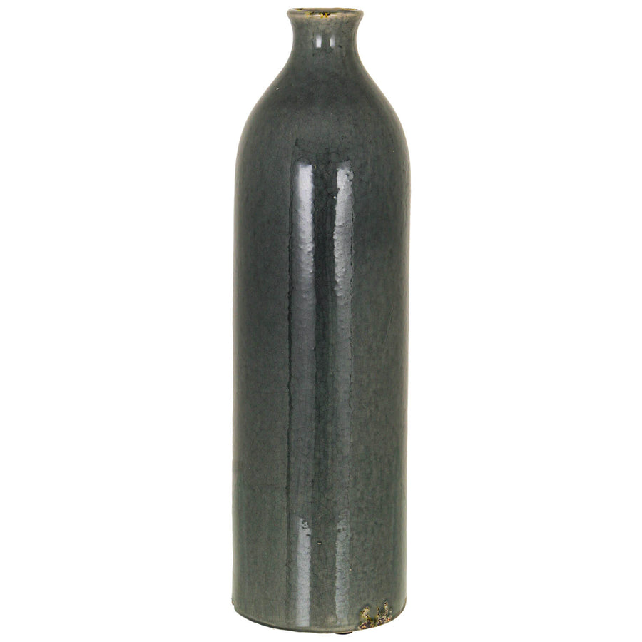 Handcrafted grey ceramic vase with artisanal texture, 57cm tall, modern organic design for minimalist or industrial decor. by Sostter at brixbailey.com