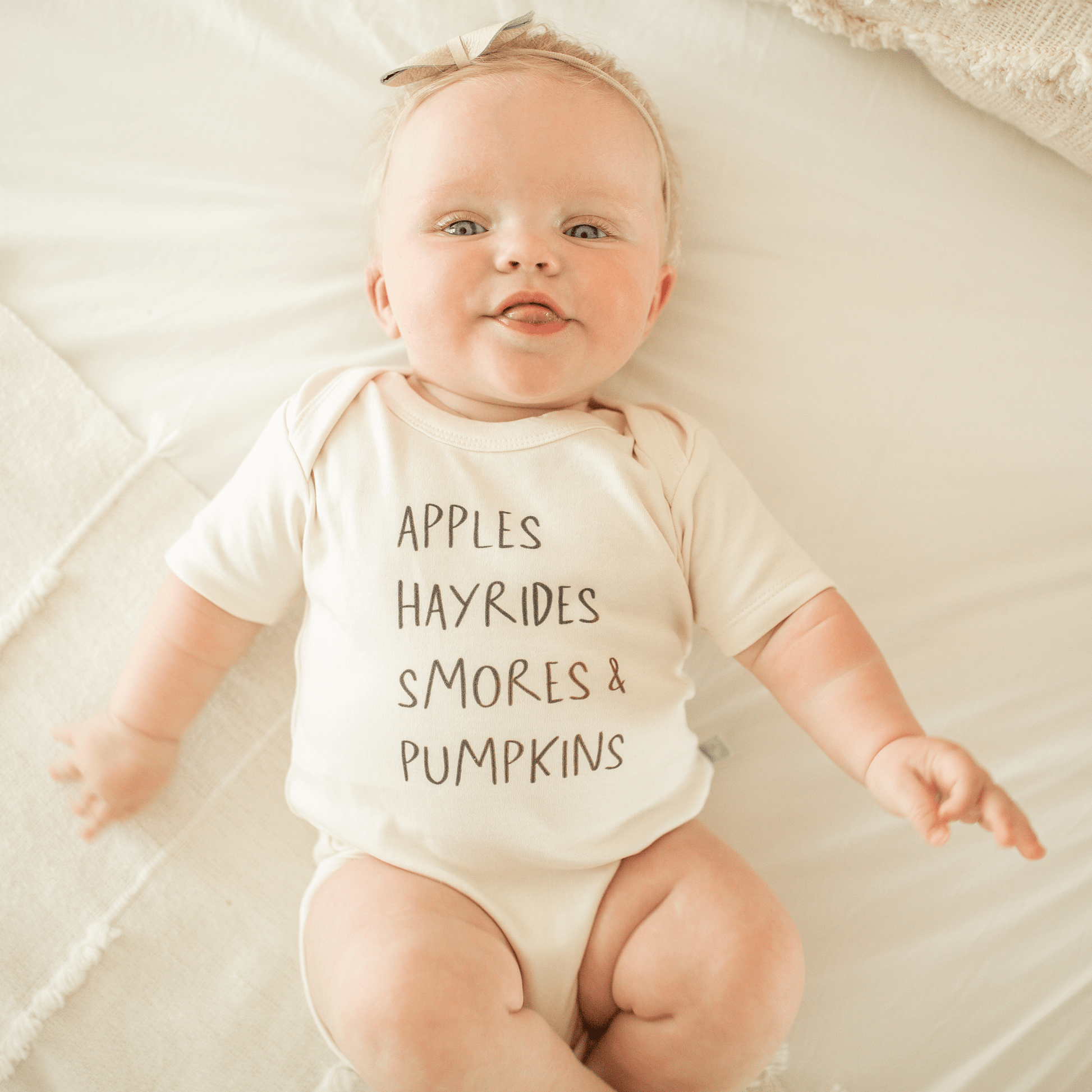 Graphic Bodysuit Apples Hayrides Smores