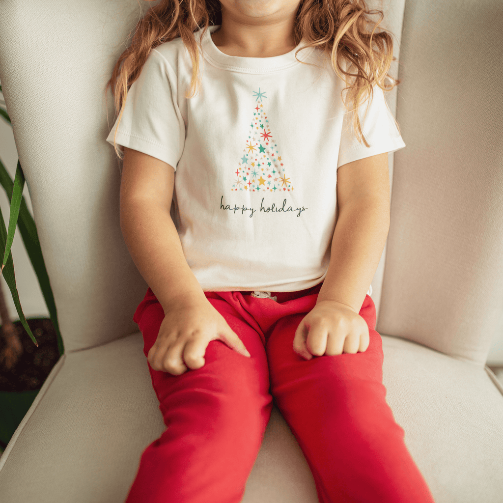 Happy Holidays Tree Graphic Tee for Kids