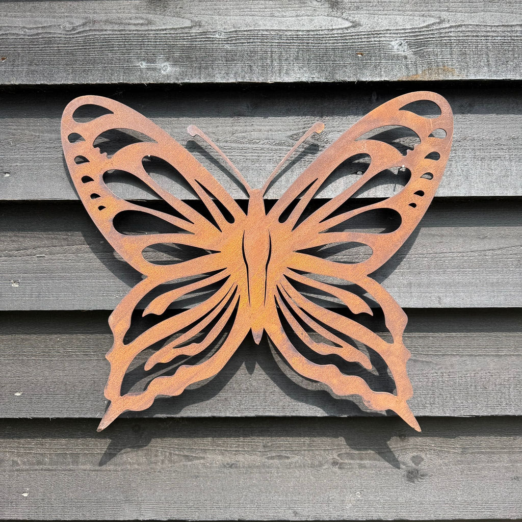 Large Rusty Metal Butterfly Decoration
