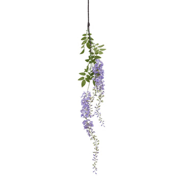 180cm artificial wisteria spray with deep purple blooms and green accents, ultra-realistic home decor by Sostter at brixbailey.com