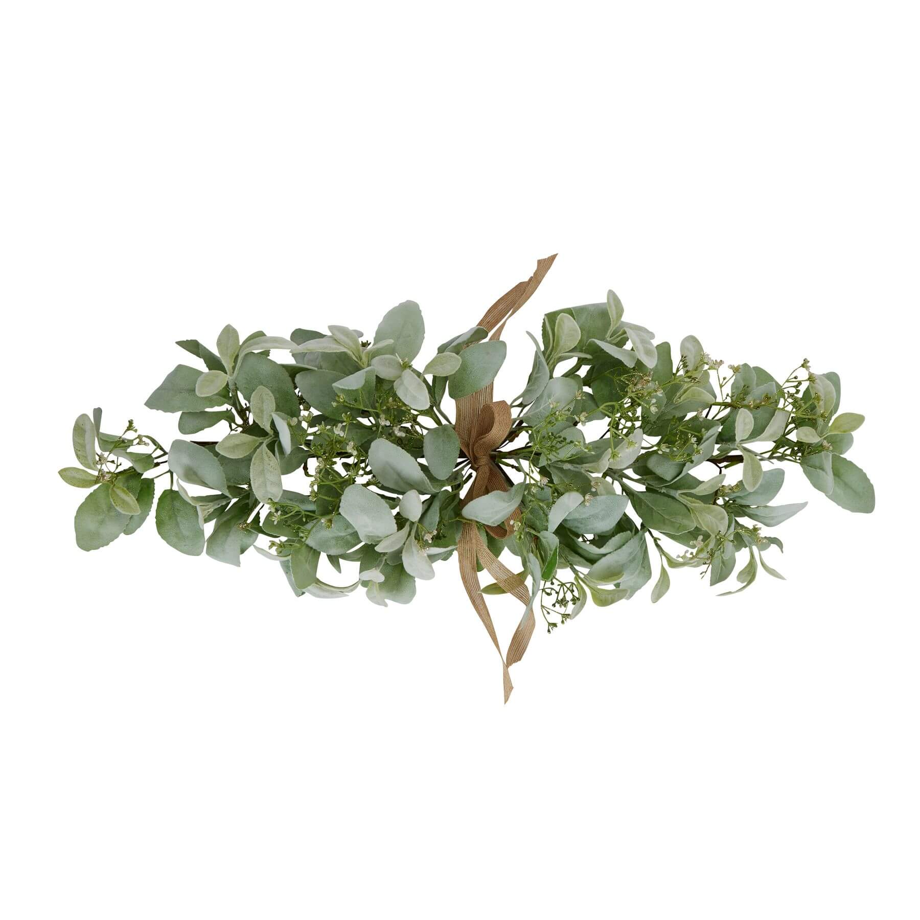 Frosted lambs ear and wax flower artificial winter spray arrangement in soft green, 70 cm tall  by Sostter at brixbailey.com