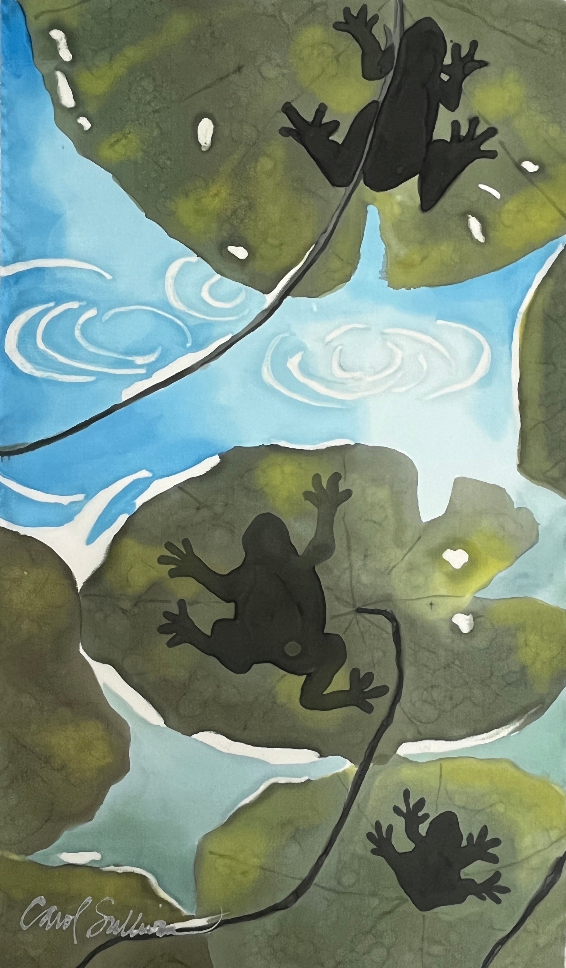 “Pond Life (large)” - Hand-dyed Silk Wall Hanging  - $500