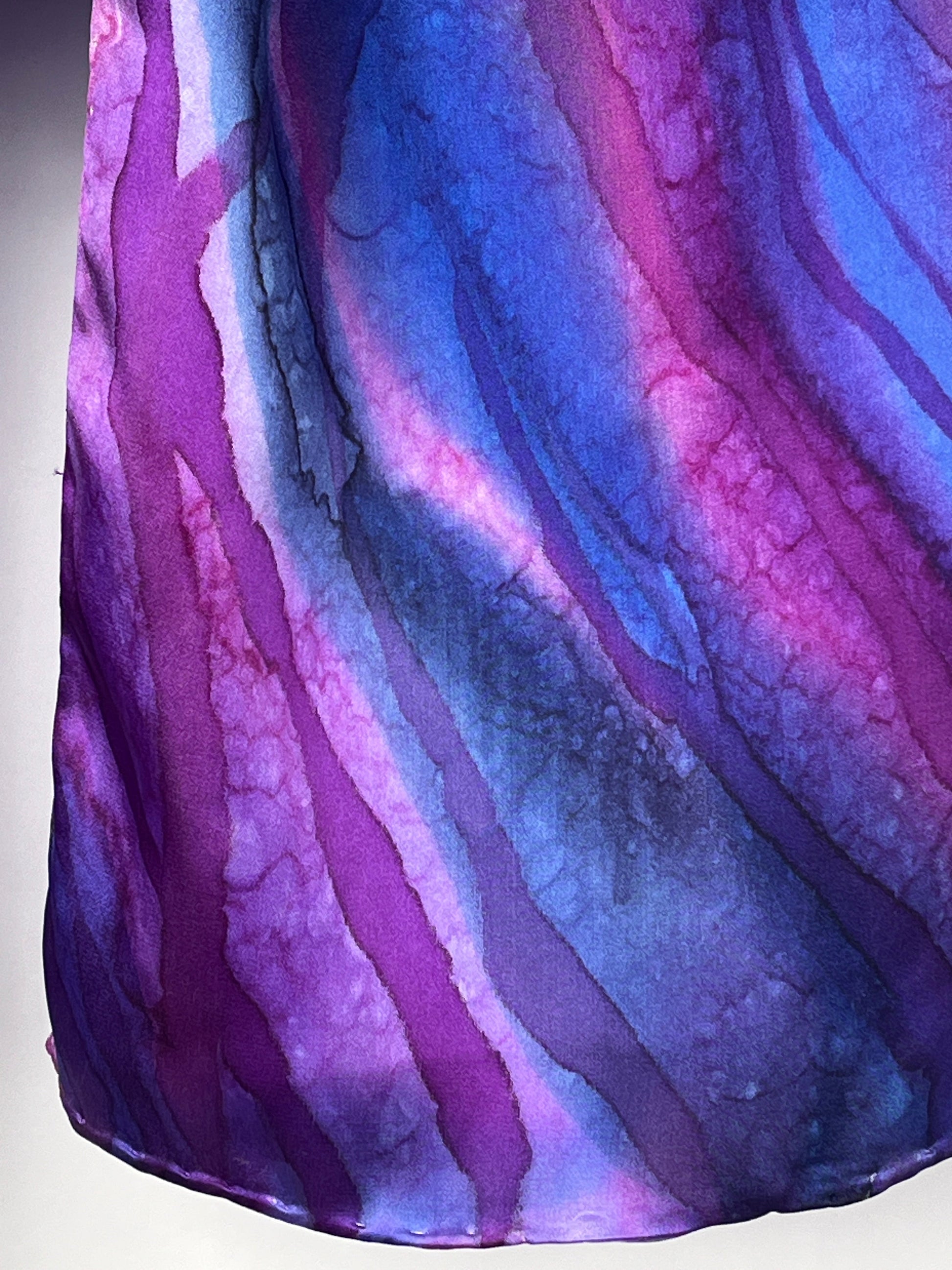 “Flow Abstract in Purple" - Hand-dyed Silk Scarf - $110