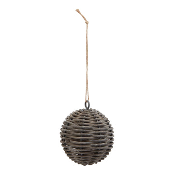 Handwoven wicker Christmas bauble in warm brown, showcasing intricate artisan texture for rustic holiday decor. by Sostter at brixbailey.com