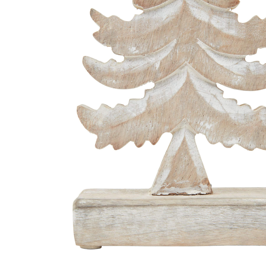 Handcrafted white-washed wooden tiered tree decoration, minimalist Scandinavian-style home decor with rustic charm. by Sostter at brixbailey.com