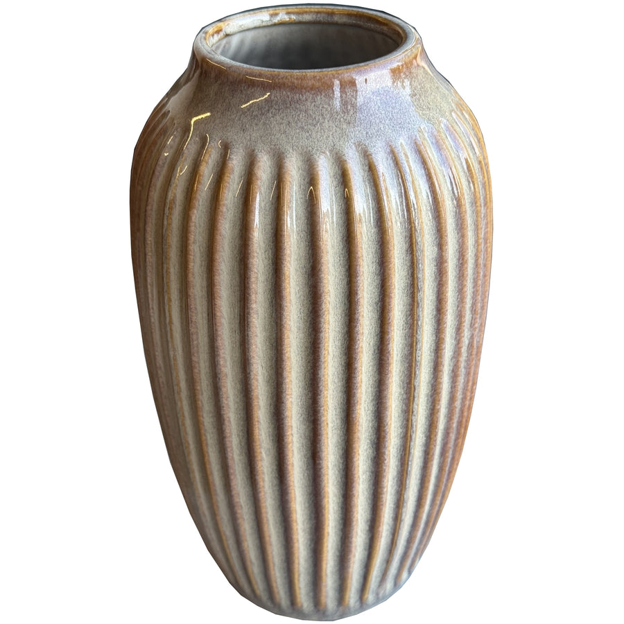 From the Sabbia Collection – Ribbed Ceramic Vase, Minimalist Design, 30cm Height, Perfect for Stylish Interiors by Hill Interiors at www.brixbailey.com