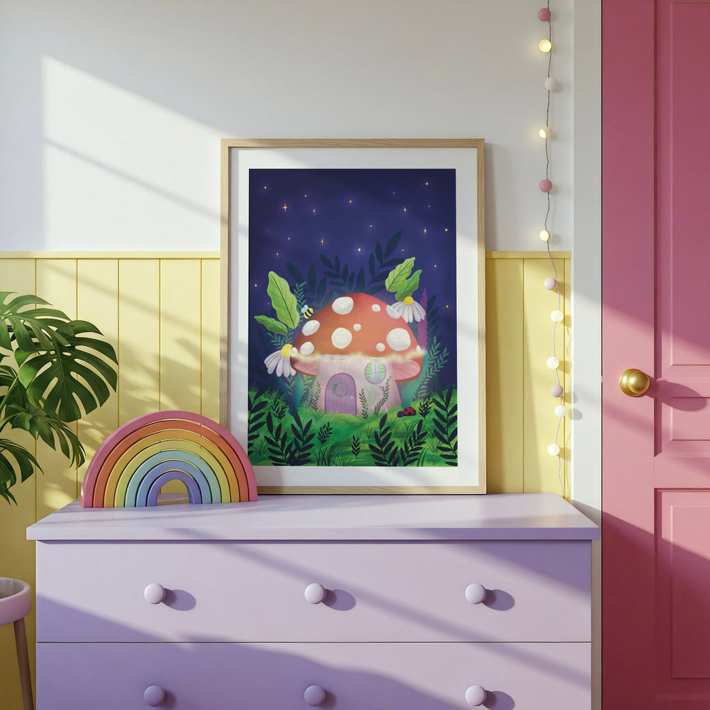 Whimsical Toadstool Art Print- Fairycore Wall Art: Multiple Sizes Available