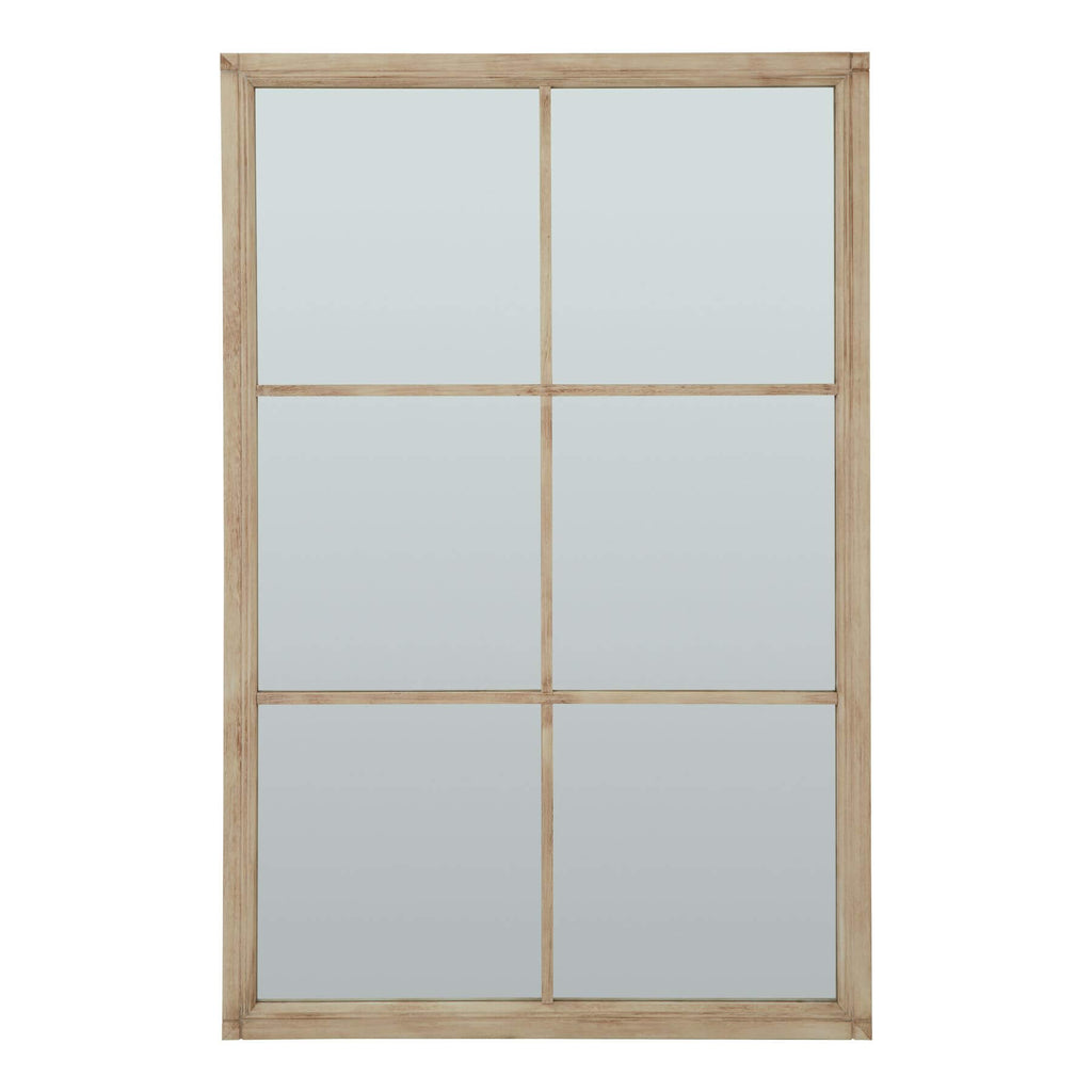 Handcrafted distressed wood mirror with grid design, rich brown frame, 170cm height, rustic vintage wall decor by Sostter at brixbailey.com