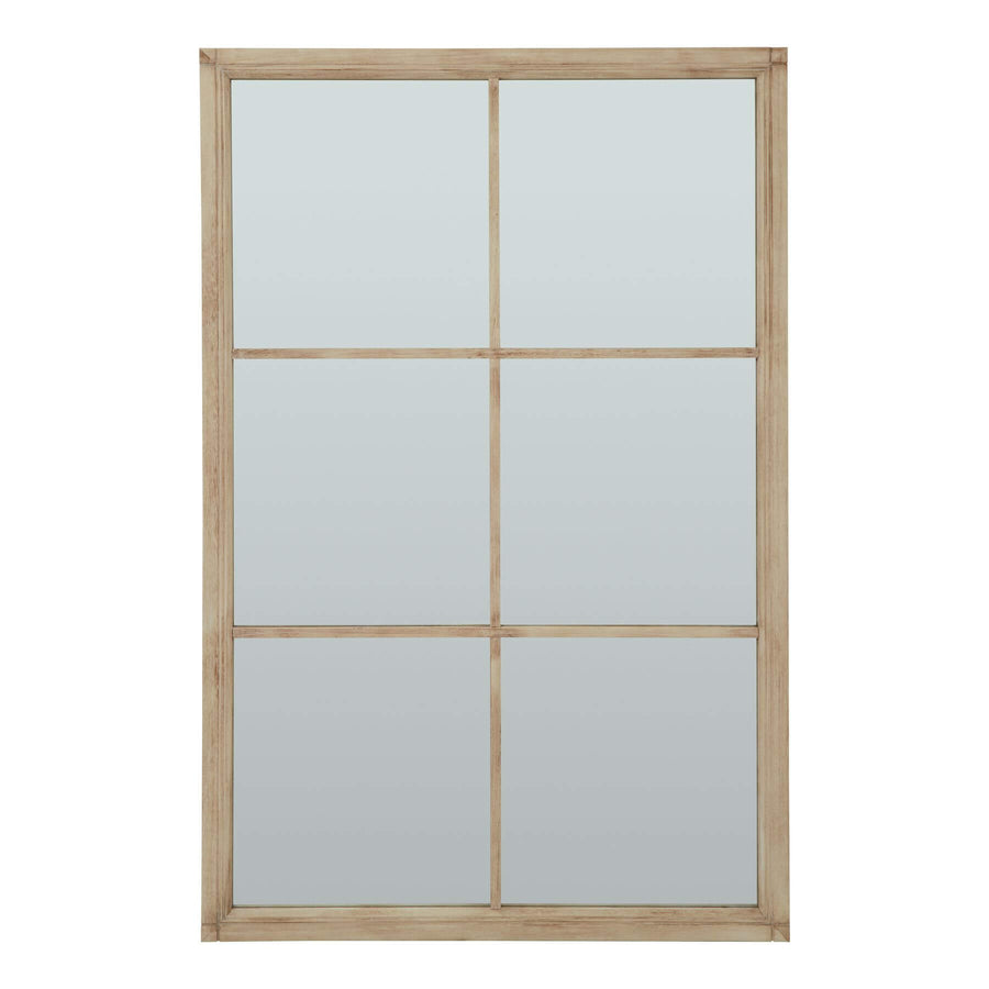 Handcrafted distressed wood mirror with grid design, rich brown frame, 170cm height, rustic vintage wall decor by Sostter at brixbailey.com