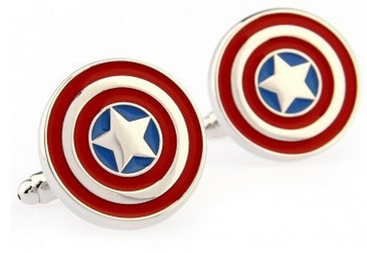 Red Circular Star Design Cufflinks