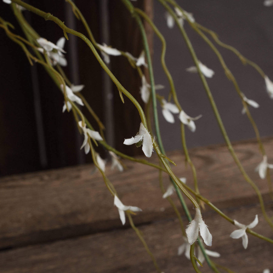 White willow spray with lifelike catkins, 112cm tall, pure white plastic stems for elegant winter home decor by Sostter at brixbailey.com