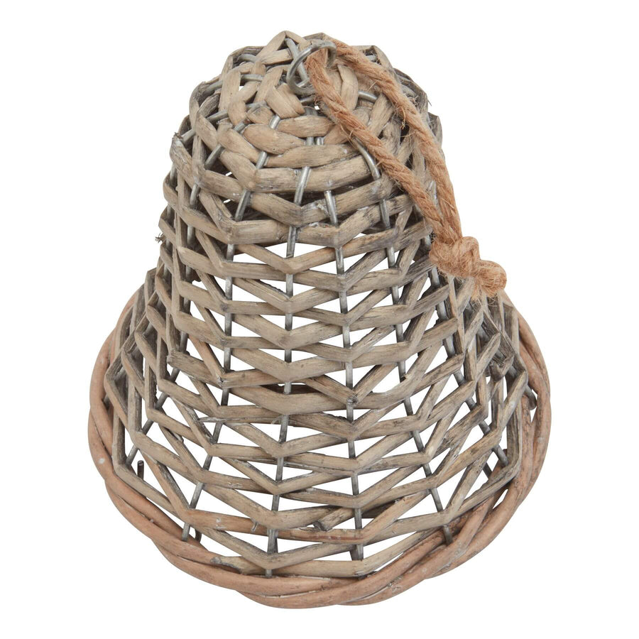 Handwoven rustic wicker Christmas bell in warm brown, artisan-crafted holiday decoration with natural texture. by Sostter at brixbailey.com