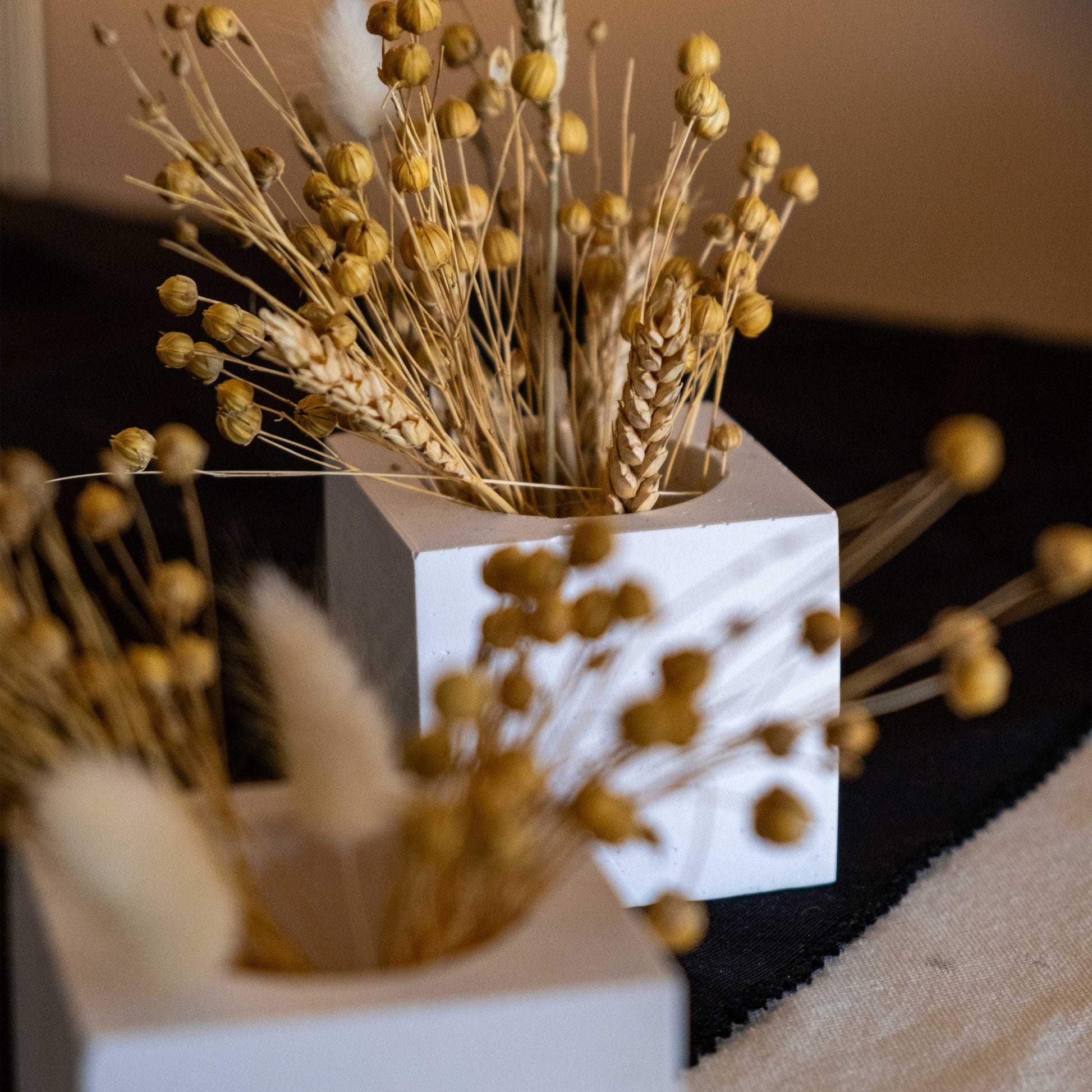 White Concrete Square Planter Pot