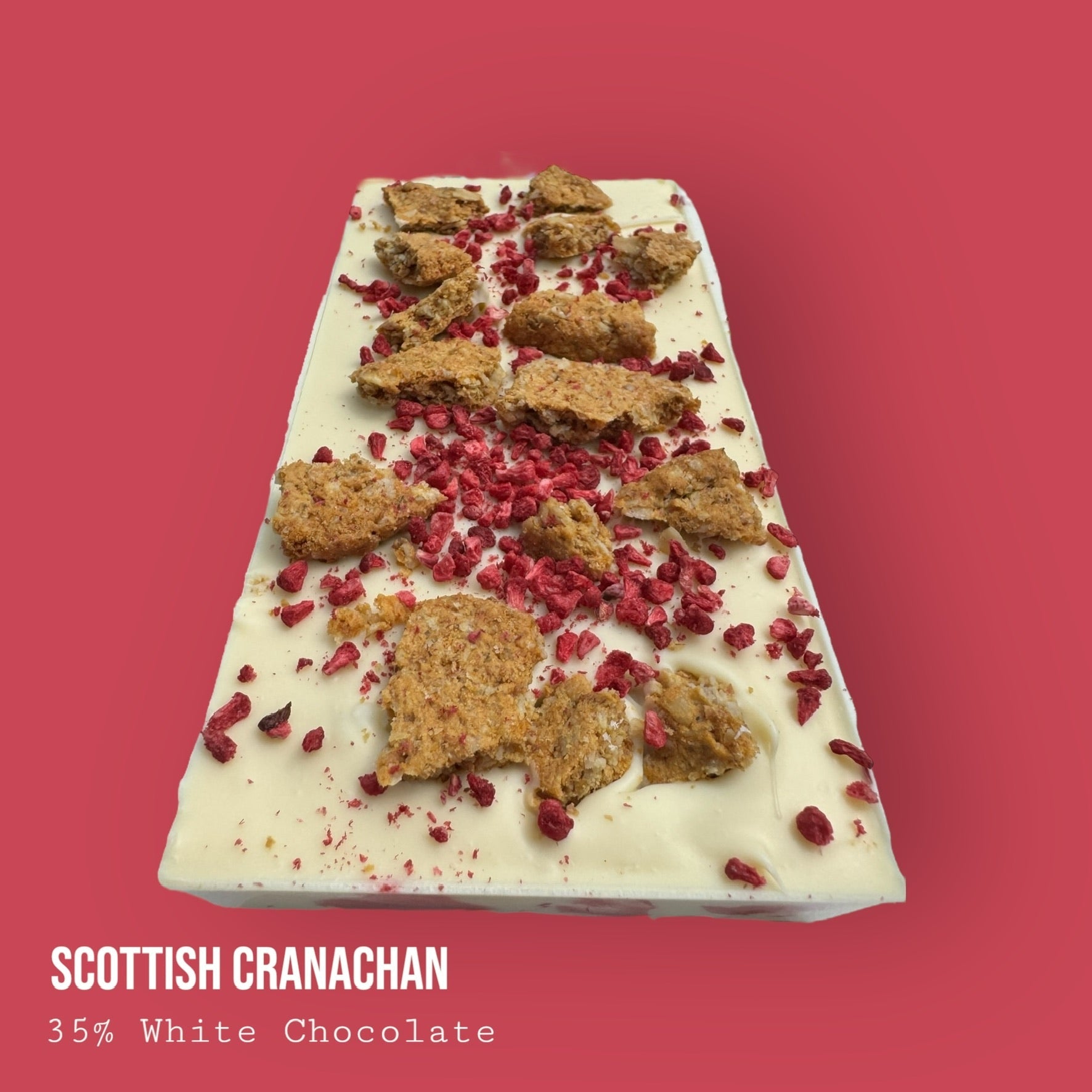 Raspberry and Single Malt Whisky Honey Cream Dessert Bar with Oat Biscuit and White Chocolate