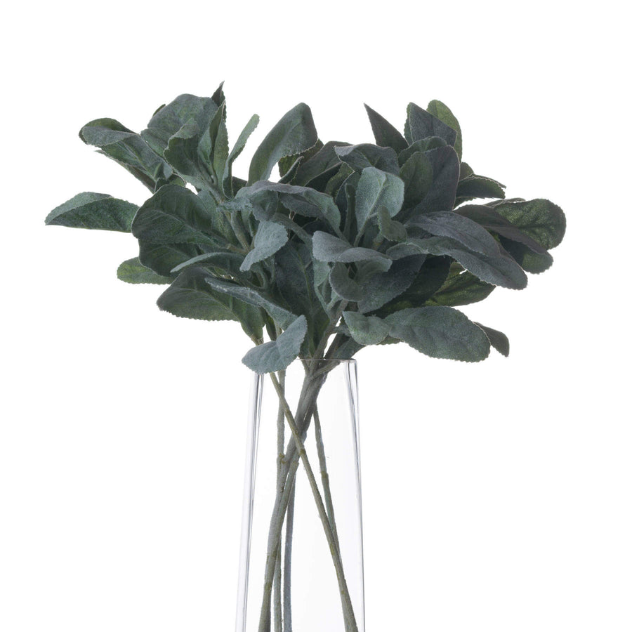 Realistic sage green artificial foliage stem with velvety leaves for wreaths and centerpieces, 35cm tall by Sostter at brixbailey.com