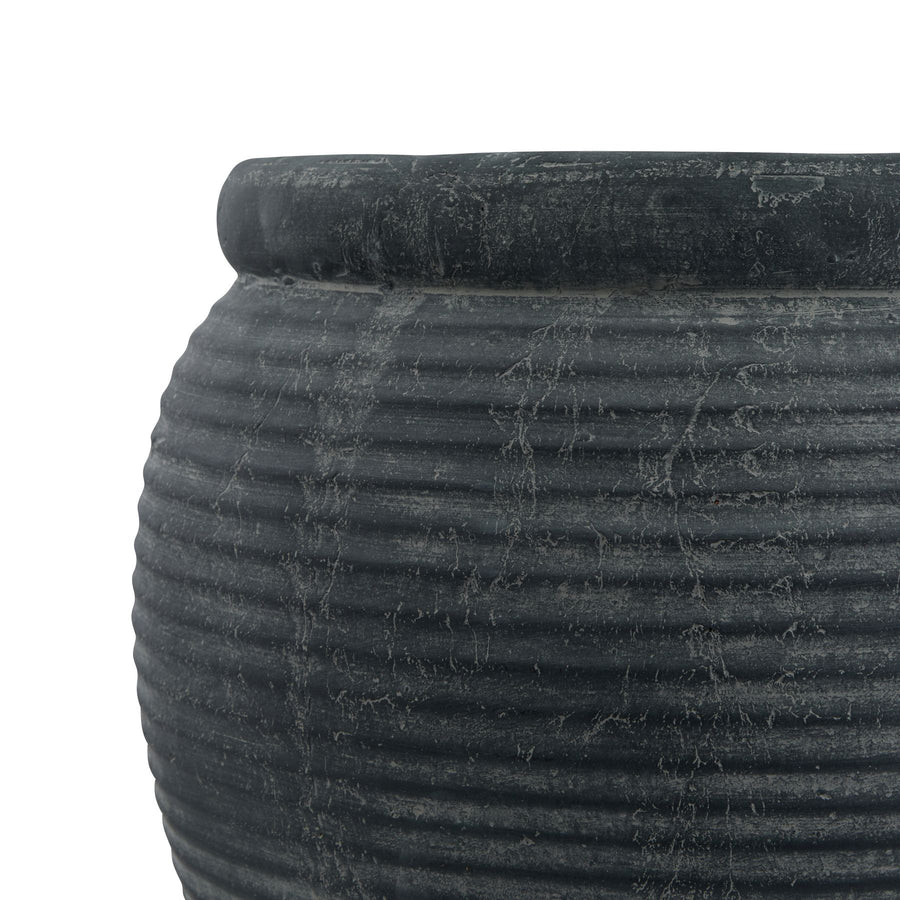 Embrace Interior Design Sophistication with Amalfi Grey Rimmed Large Plant Pot - Perfect for Contemporary Spaces by Hill Interiors at www.brixbailey.com