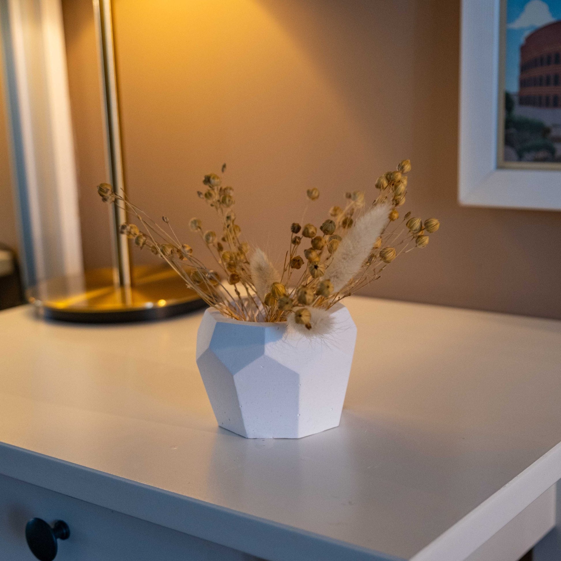 White Concrete Bee Home Pot