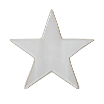 Handcrafted ceramic winter star ornament with matte white finish, Scandinavian minimalist holiday decor by Sostter at brixbailey.com
