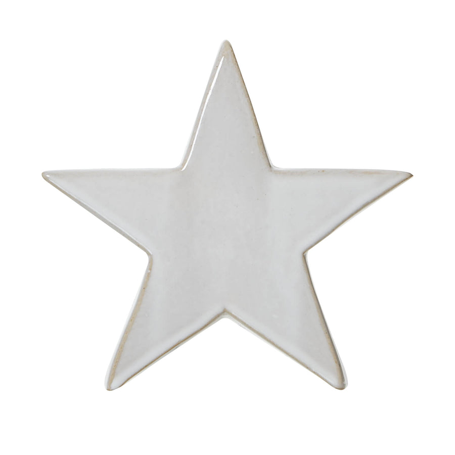 Handcrafted ceramic winter star ornament with matte white finish, Scandinavian minimalist holiday decor by Sostter at brixbailey.com