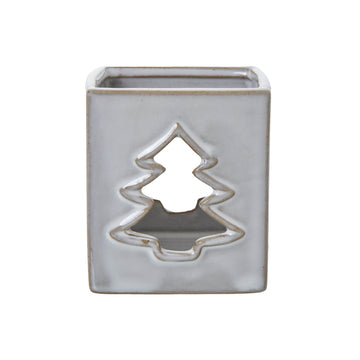White ceramic tealight holder with tree cut-outs casting shadow patterns, minimalist home decor  

**  
- **Keywords included:** white ceramic, tealight holder, tree cut-outs, shadow patterns, minimalist, home decor  
- **Clear description:** Visually describes the product and its key decorative feature  
- **SEO & accessibility optimized:** Concise yet informative for both search engines and screen readers by Sostter at brixbailey.com