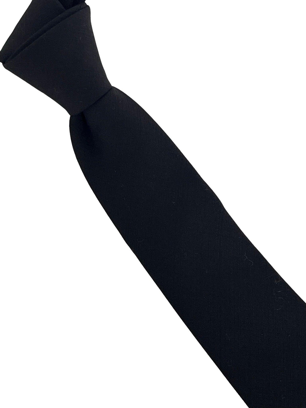 Plain Black Bamboo Tie and Pocket Square Set