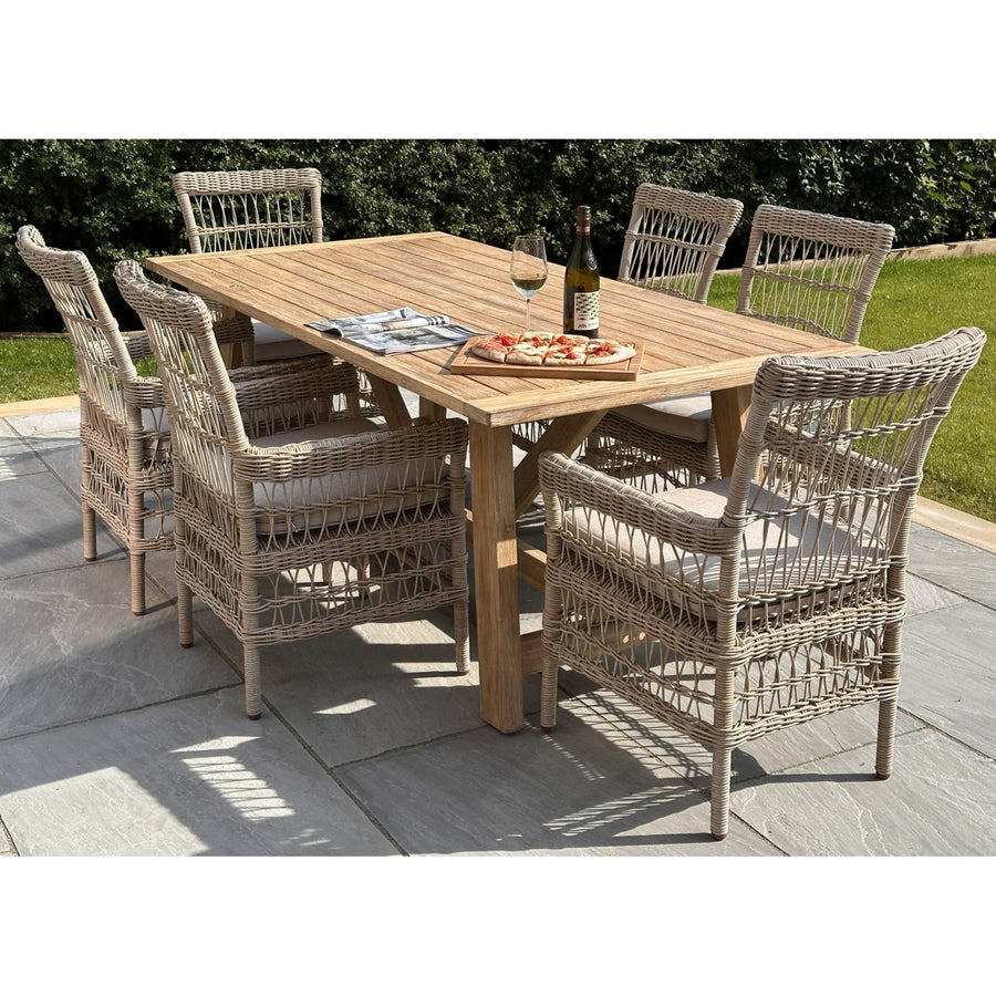 Amalfi Collection Outdoor Bistro Table - 72 cm Height, 70 cm Depth, 70 cm Width, Beige Glass Top by Hill Interiors at www.brixbailey.com