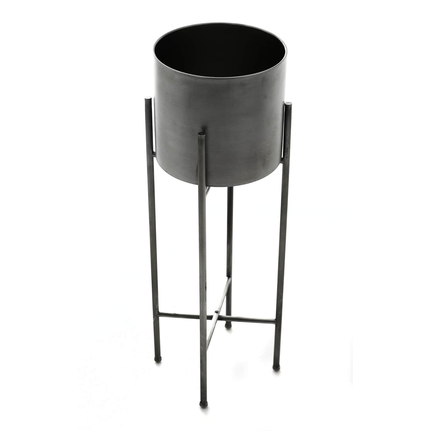 Silver metal planters on tall stand, modern home decor with lustrous finish for floral arrangements by Sostter at brixbailey.com
