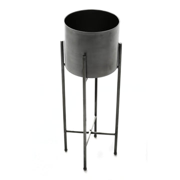 Silver metal planters on tall stand, modern home decor with lustrous finish for floral arrangements by Sostter at brixbailey.com