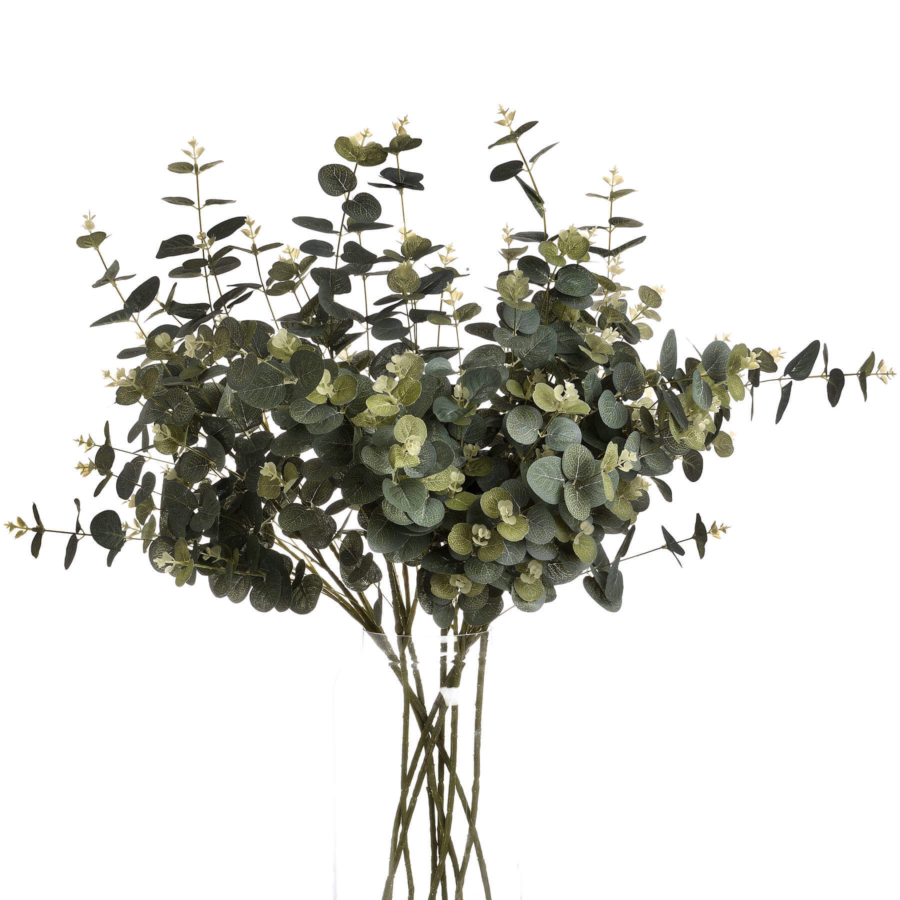 Lifelike 70cm artificial eucalyptus spray with silver-green leaves, perfect for rustic or modern home decor. by Sostter at brixbailey.com