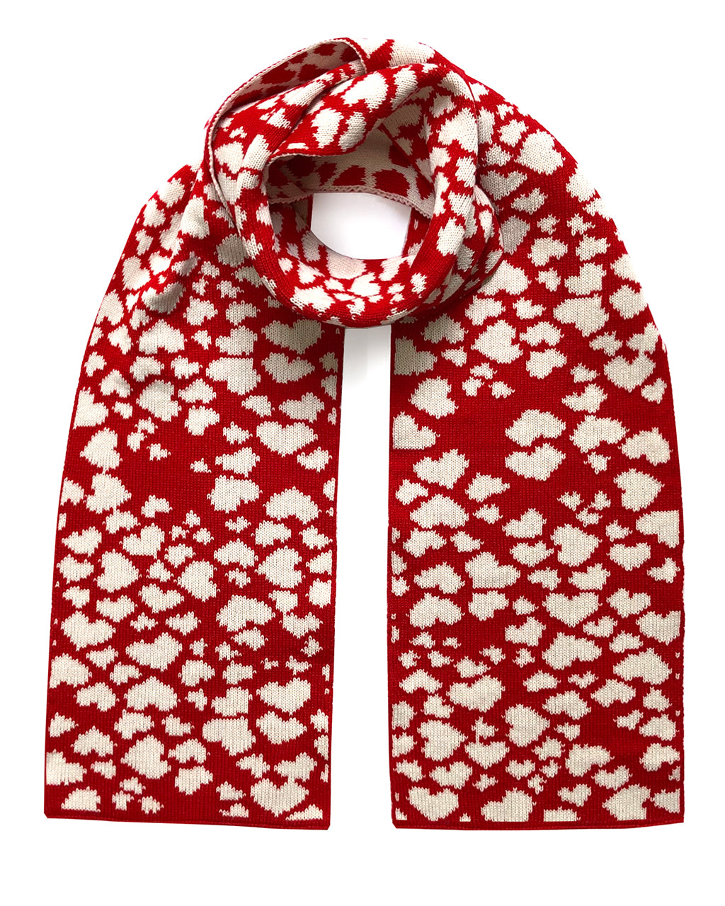 Hearts Wool & Cashmere Scarf Red