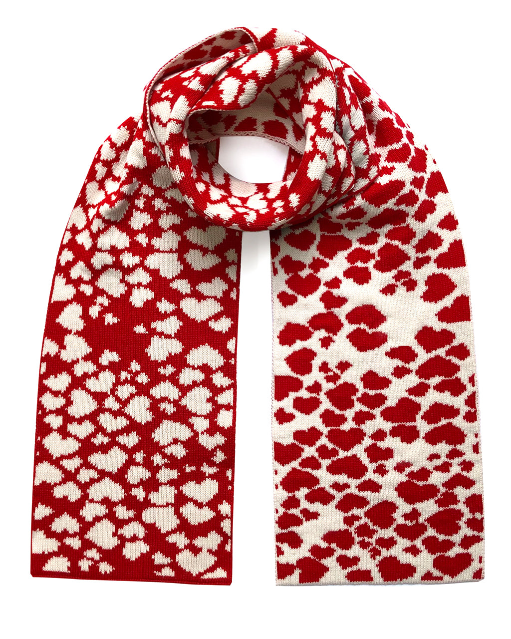 Hearts Wool & Cashmere Scarf Red