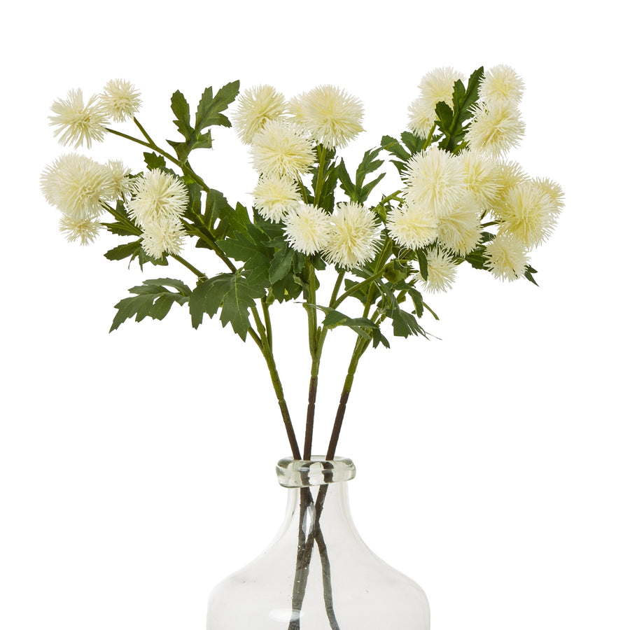 The Cream Globe Thistle Spray - Stylish Faux Floral Arrangement for Home Decor and Floral Displays by Hill Interiors at www.brixbailey.com