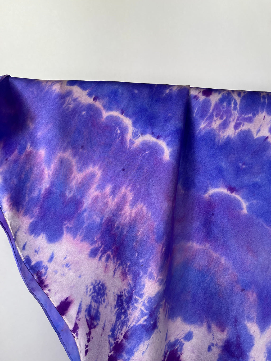 “Purple/Blue Square" - Hand-dyed Silk Scarf - $110