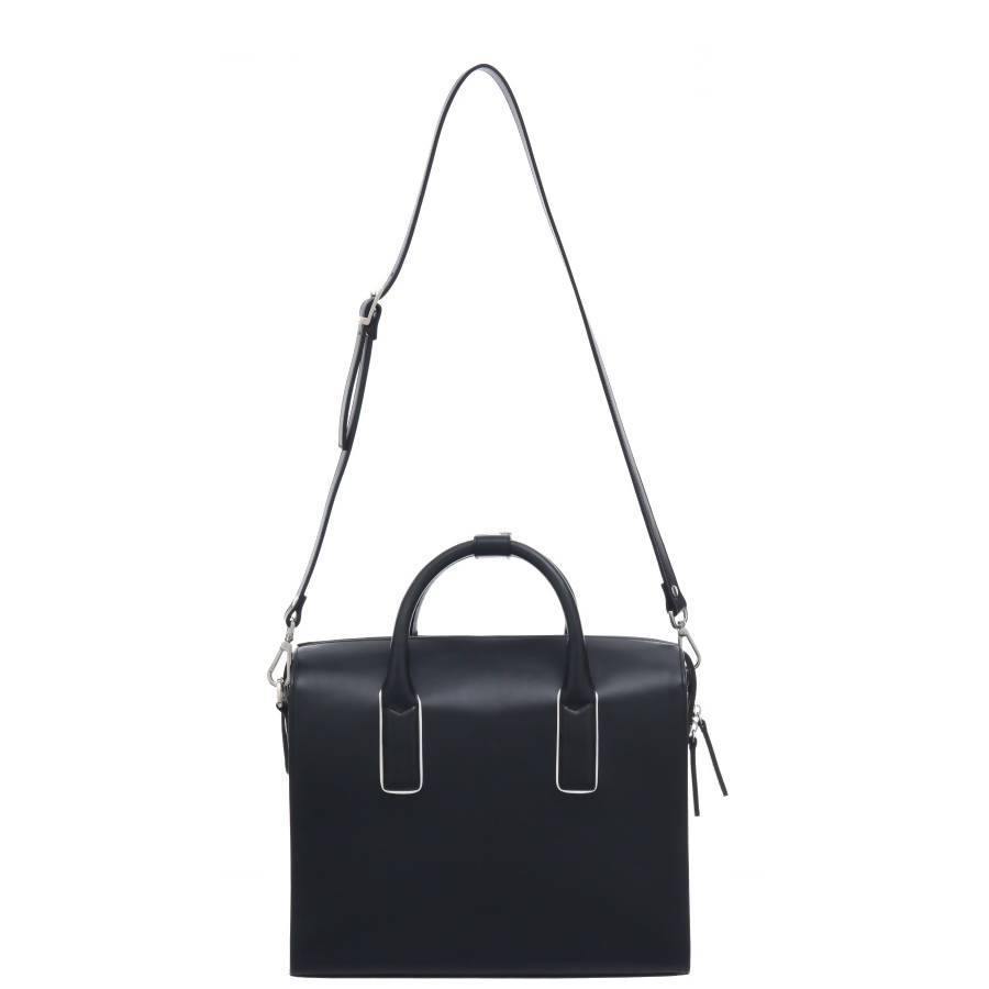 Black Leather Structured Top Handle Bag - Brix and Bailey® - Contemporary Bag, Watch and Accessory Brand
