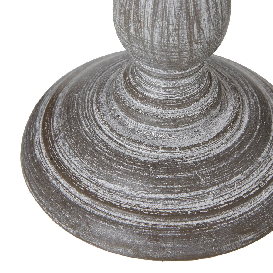 Augusta Column Table Lamp with linen shade in grey, solid wood base, warm ambient lighting for living room or bedroom by Sostter at brixbailey.com